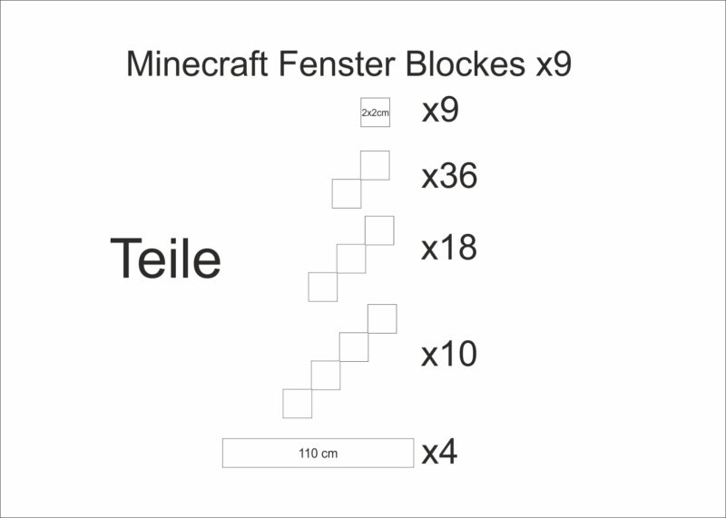 Minecraft Fenster Aufkleber Blockes x9
